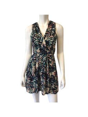 Tropical Rainforest Silky Pocket Dress With Cross Back Design